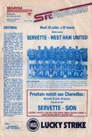 F.C. Servette v West Ham United Programme
