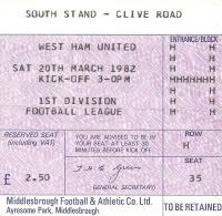 Middlesbrough v West Ham United Ticket