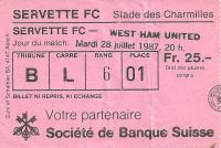 Servette FC v West Ham United Ticket