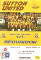 Sutton United v Colchester United Programme