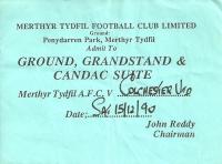 Merthyr Tydfil v Colcheter United Ticket