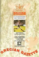 Exeter City v Colchester United Programme