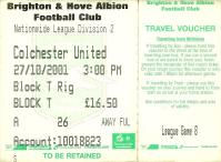 Brighton & Hove Albion v Colchester United Ticket