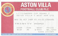 Aston Villa v West Ham United Ticket