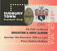 Sudbury Town v Brighton & Hove Albion Ticket
