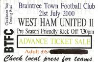 Braintree Town v West Ham United Ticket