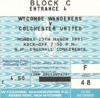 Wycombe Wanderers v Colchester United Ticket