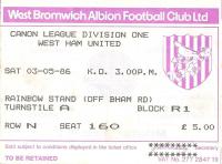 West Bromwich Albion v West Ham United Ticket