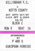 Gillingham v Notts County Ticket