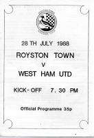 Royston Town v West Ham United Programme