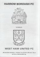 Harrow Borough v West Ham United Programme