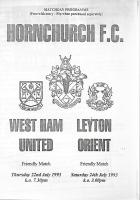 Hornchurch v West Ham United Programme