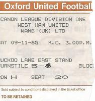 Oxford United v West Ham United Ticket