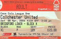 Nottingham Forest v Colchester United Ticket