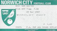 Norwich City v West Ham United Ticket